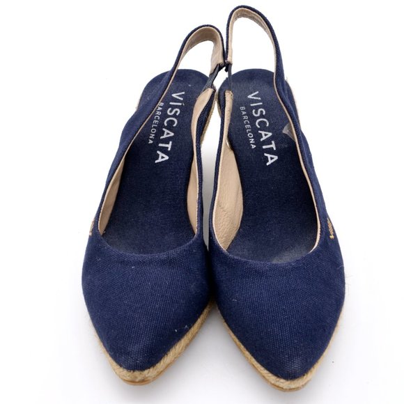 Viscata Womens Blue Wedge Heel Slingback Sandals - Picture 6 of 9